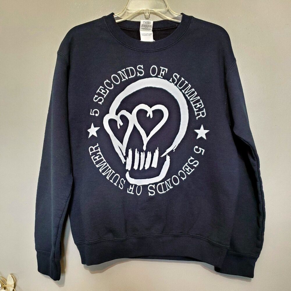 5 Seconds Of Summer Sweatshirt Size Small Black Band Graphic Print Crewneck